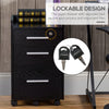 HOMCOM 3 Drawer File Cabinet with Lock and Edged Top, Lockable Filing Cabinet on Wheels with Hanging Bars for Letter and A4 Size, Black