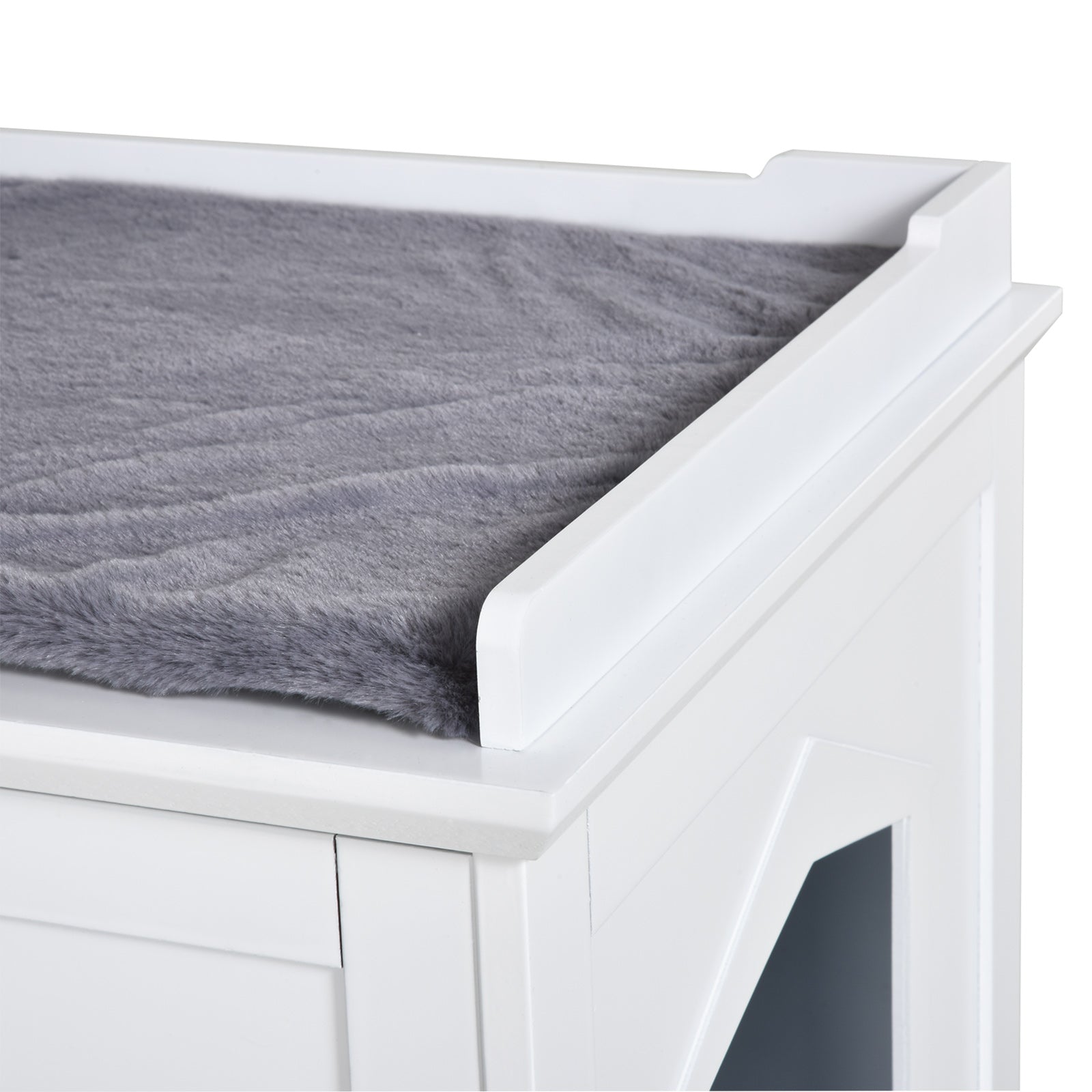 PawHut 37.5" Wooden Covered Mess Free Cat Litter Box End Table Hideaway Cabinet with Storage for Accessories, White