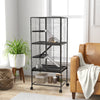 PawHut Small Animal Cage with Wheels, Pet Playpen for Rat, Kitten, Ferrets, Chinchillas with Bottom Storage Shelf, Removable Tray, Ramp, 24.2" x 17.9" x 53.5", Dark Grey