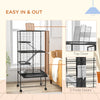 PawHut Small Animal Cage with Wheels, Pet Playpen for Rat, Kitten, Ferrets, Chinchillas with Bottom Storage Shelf, Removable Tray, Ramp, 24.2" x 17.9" x 53.5", Dark Grey