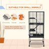 PawHut Small Animal Cage with Wheels, Pet Playpen for Rat, Kitten, Ferrets, Chinchillas with Bottom Storage Shelf, Removable Tray, Ramp, 24.2" x 17.9" x 53.5", Dark Grey