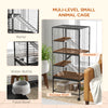 PawHut Small Animal Cage with Wheels, Pet Playpen for Rat, Kitten, Ferrets, Chinchillas with Bottom Storage Shelf, Removable Tray, Ramp, 24.2" x 17.9" x 53.5", Dark Grey