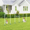 PawHut Adjustable Dog Agility Training Obstacle Set with Weaves Poles and Storage Bag for Pet Dogs Outdoor Games Exercise Blue and White
