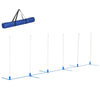 PawHut Adjustable Dog Agility Training Obstacle Set with Weaves Poles and Storage Bag for Pet Dogs Outdoor Games Exercise Blue and White