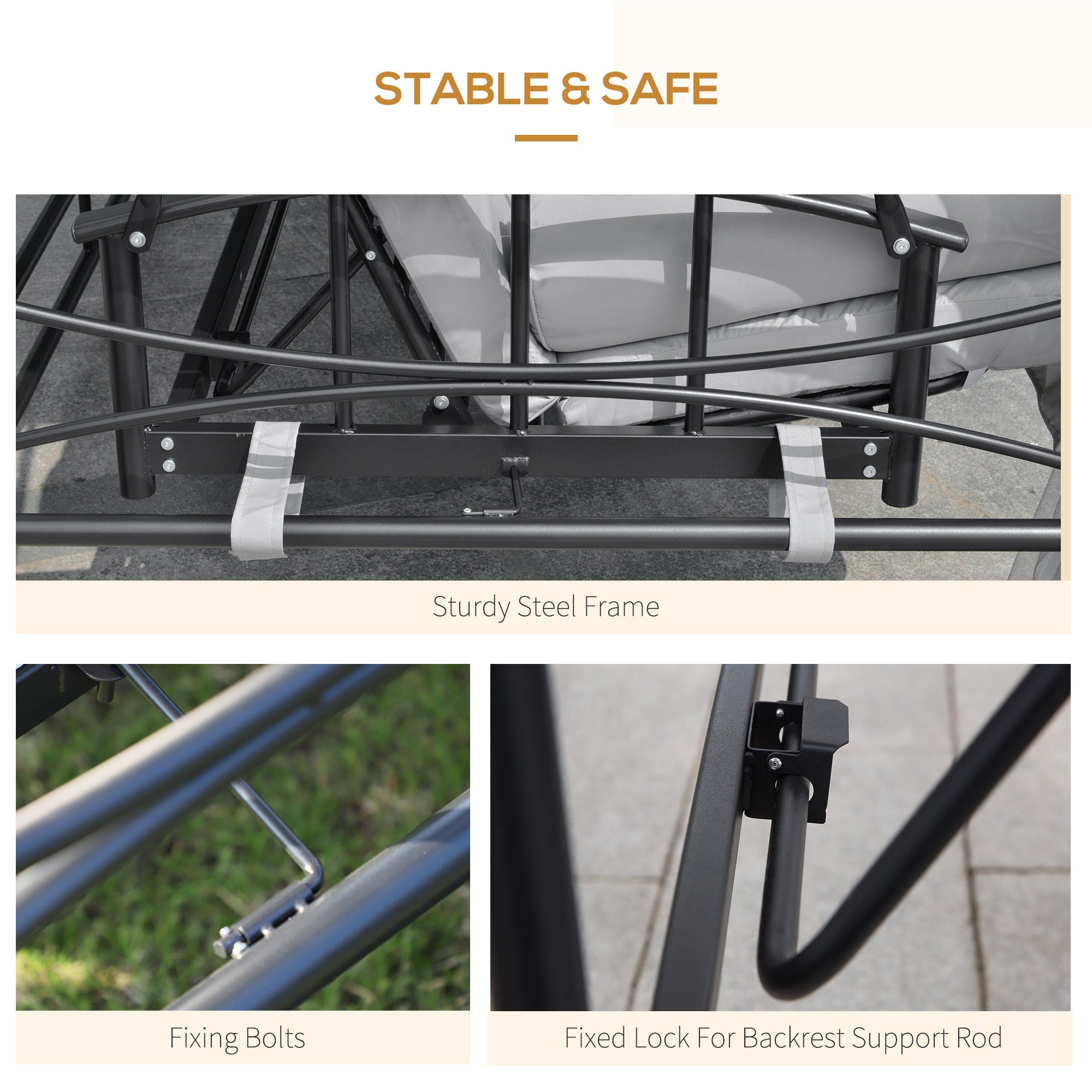 Outsunny 3 Person Outdoor Patio Daybed, 3 in 1 Canopy Gazebo Swing Chair Garden Hammock with Sun Shade, Mesh Mosquito and Net, Grey