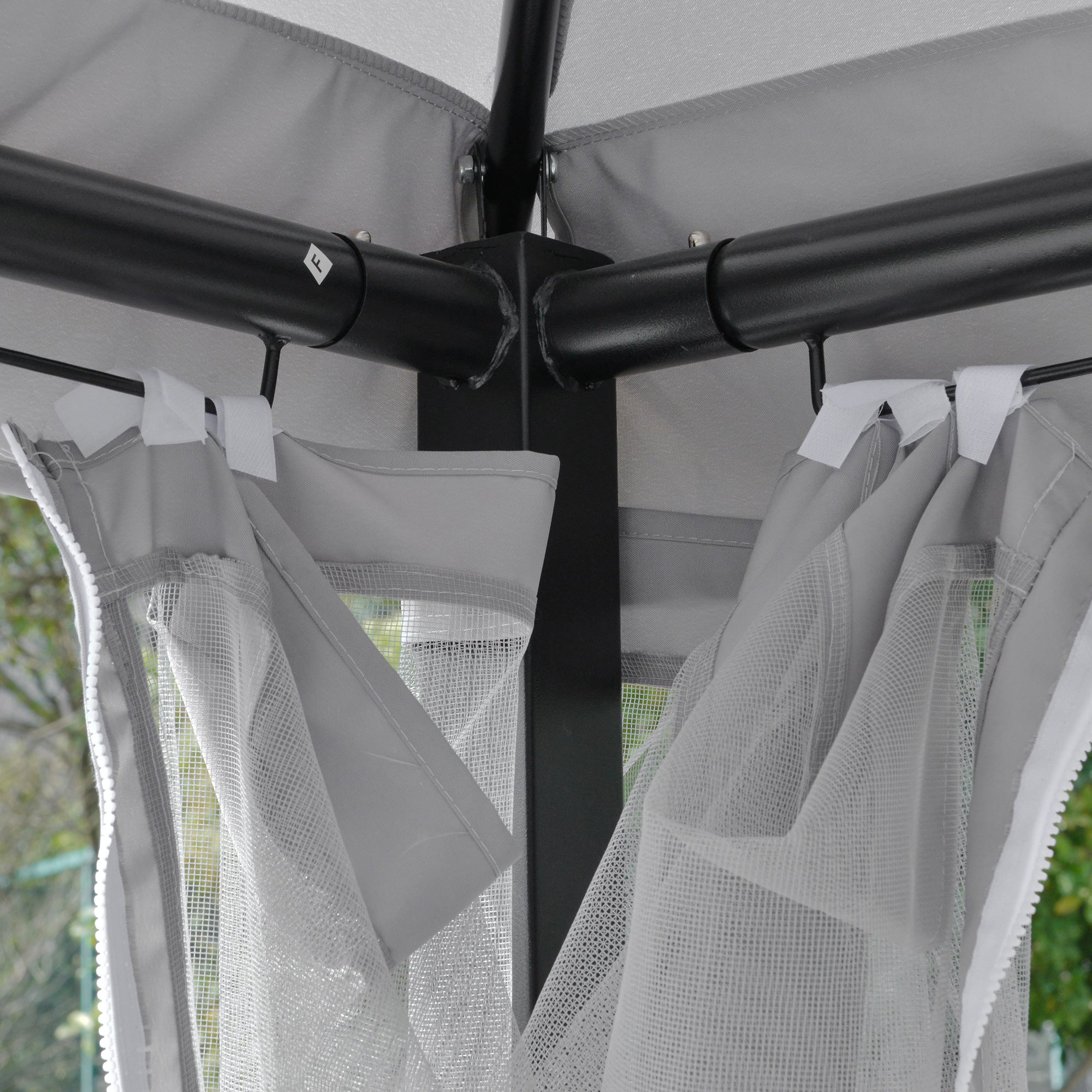 Outsunny 3 Person Outdoor Patio Daybed, 3 in 1 Canopy Gazebo Swing Chair Garden Hammock with Sun Shade, Mesh Mosquito and Net, Grey