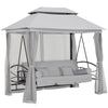 Outsunny 3 Person Outdoor Patio Daybed, 3 in 1 Canopy Gazebo Swing Chair Garden Hammock with Sun Shade, Mesh Mosquito and Net, Grey