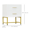 HOMCOM Modern Nightstands Set of 2, Bedside Tables with 2 Drawers and Fluted Panels, End Tables with Storage and Gold Legs for Bedroom, White
