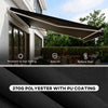 Outsunny 12' x 10' Electric Awning, Retractable Awning Sun Shade Shelter with Remote Controller, Manual Crank Handle and Aluminum Frame, for Deck, Balcony, Yard, Black