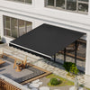 Outsunny 12' x 10' Electric Awning, Retractable Awning Sun Shade Shelter with Remote Controller, Manual Crank Handle and Aluminum Frame, for Deck, Balcony, Yard, Black