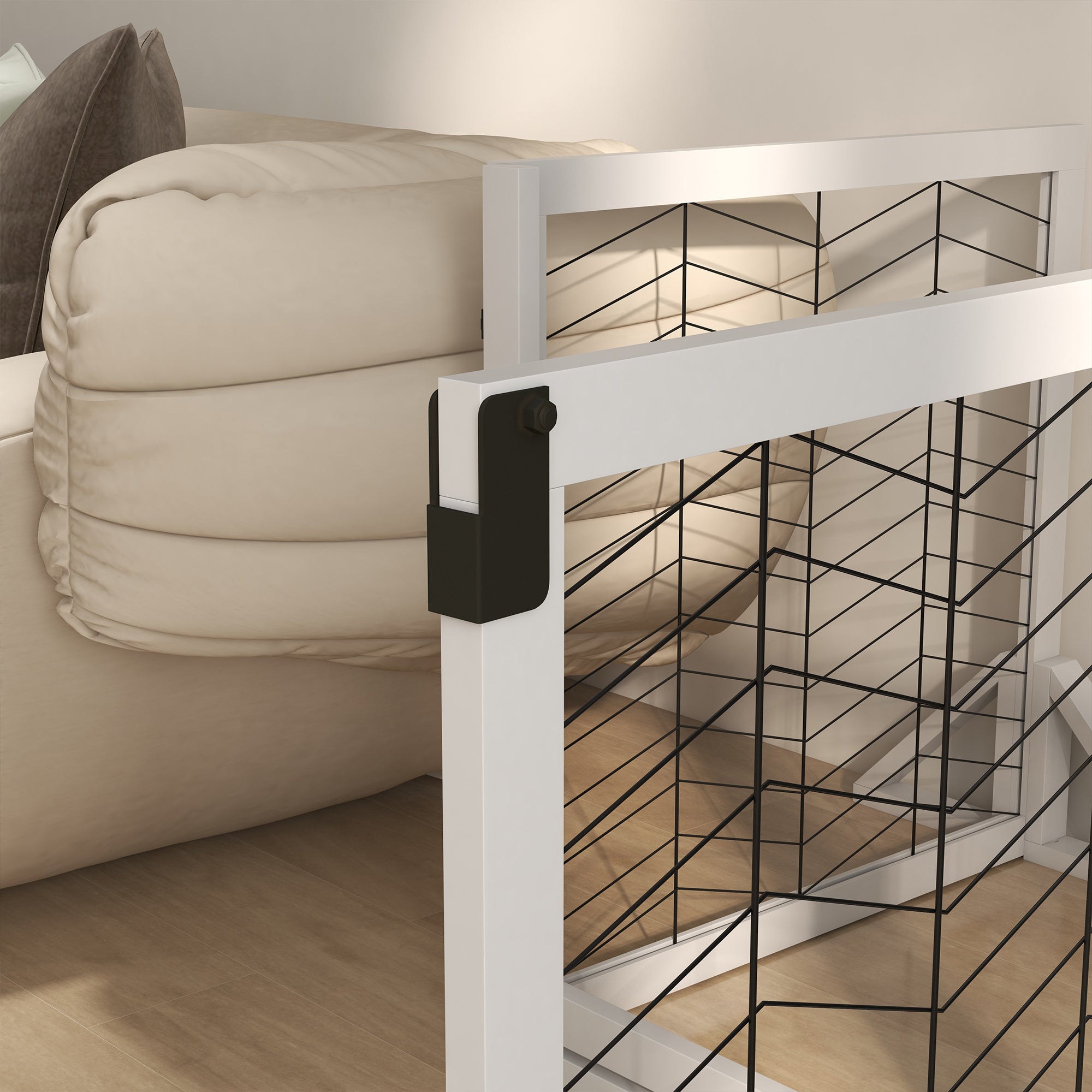 PawHut Freestanding Pet Gate, 8 Panels Dog Playpen, Foldable Dog Barrier with 2 Pcs Support Feet, for House, Doorway, Stairs, Small and Medium Dogs - White