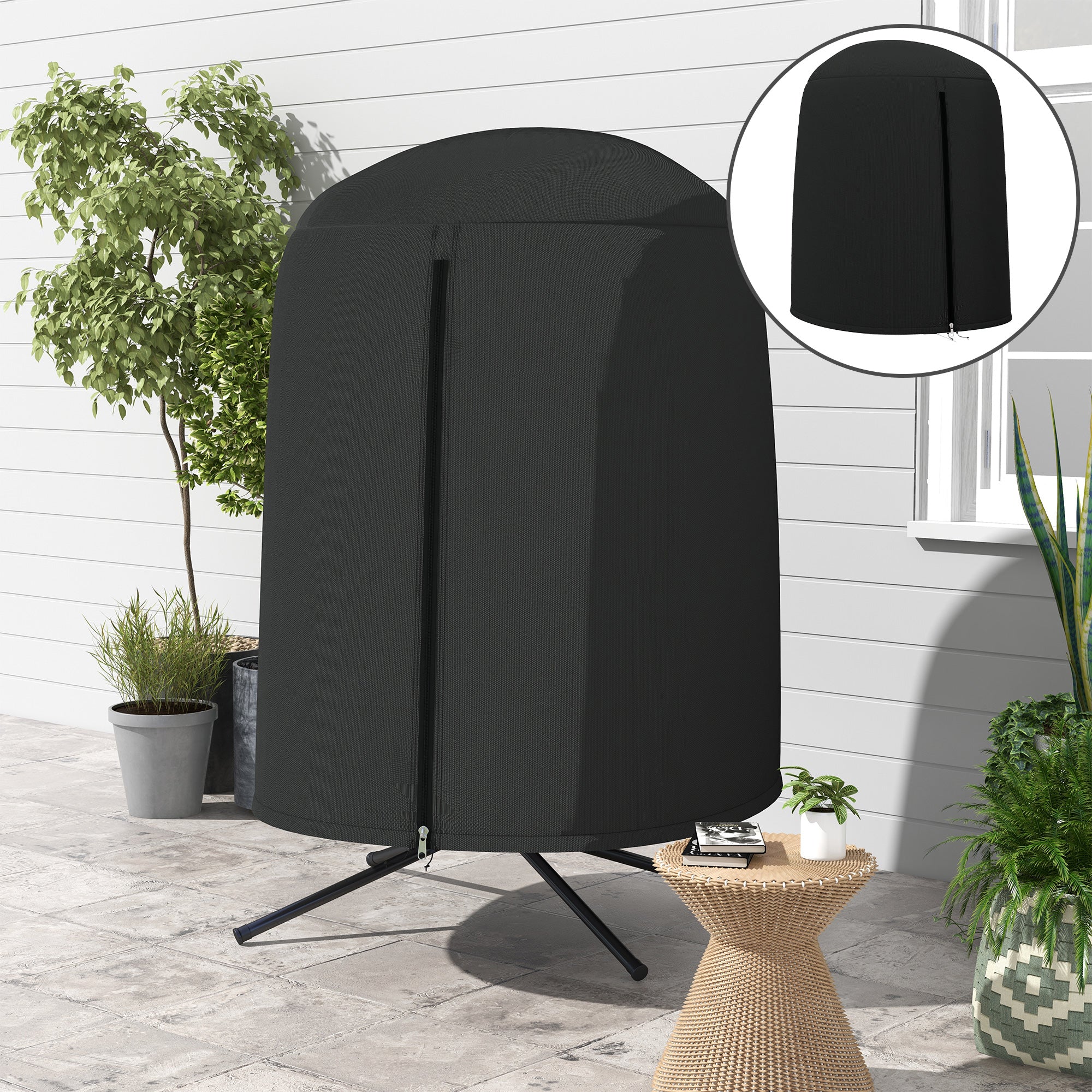 Outsunny Hanging Egg Chair Cover, Outdoor Single Swing Chair Cover, Waterproof Anti-dust Furniture Protector with Zipper, 420D Oxford Fabric for Φ50.4