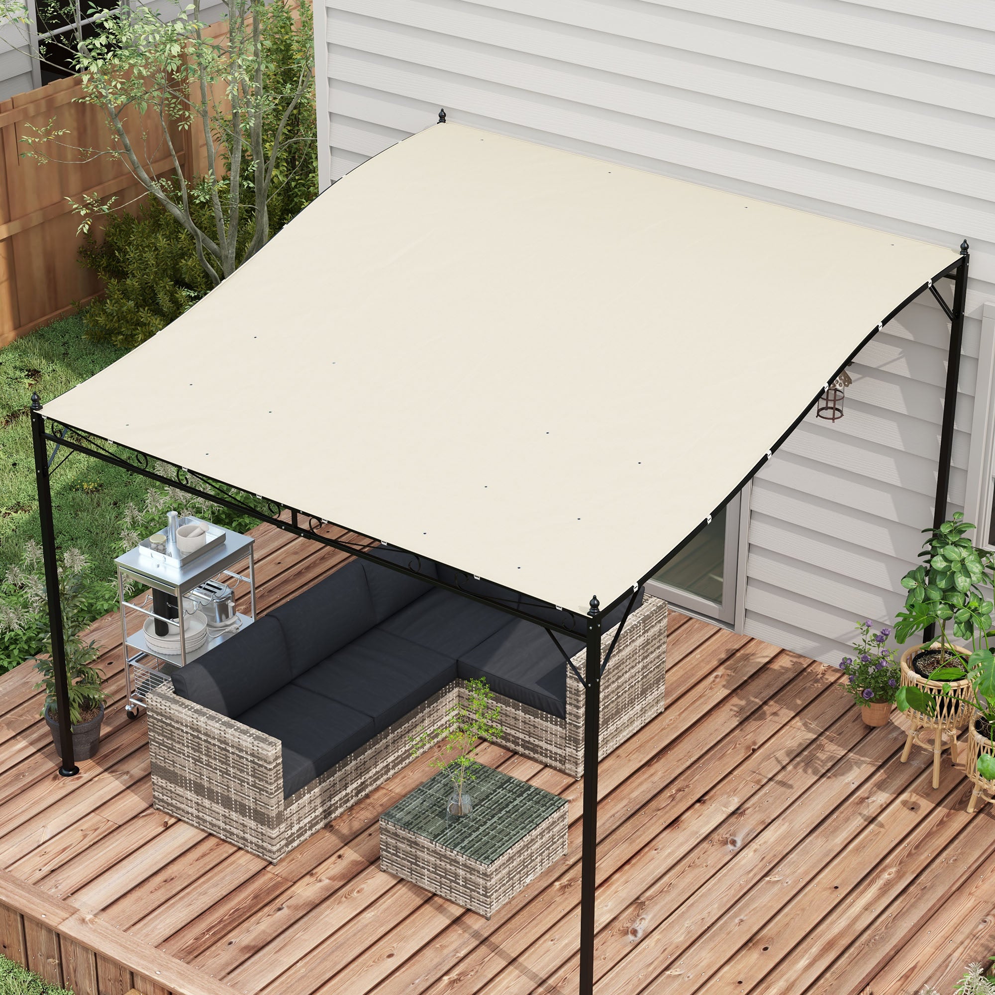 Outsunny 3.8 x 3.8 ft Pergola Canopy Replacement, Pergola Shade Canopy with Drainage Holes, Easy to Install, for 10' x 10' Pergola (Outsunny 84C-038 Series), Beige