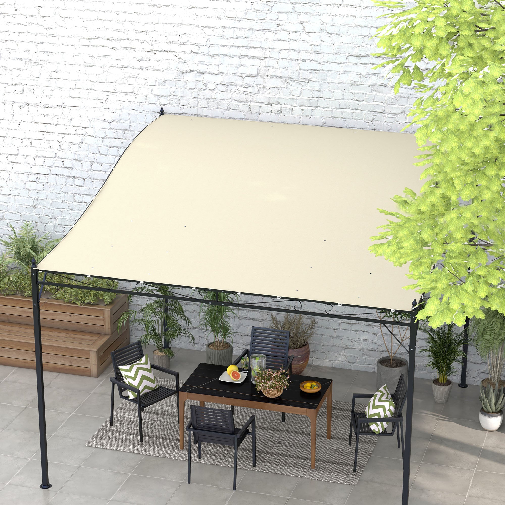 Outsunny 3.8 x 3.8 ft Pergola Canopy Replacement, Pergola Shade Canopy with Drainage Holes, Easy to Install, for 10' x 10' Pergola (Outsunny 84C-038 Series), Beige