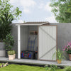 Outsunny 3' x 3' Lean-to Garden Storage Shed, Outdoor Galvanized Steel Tool House with Lockable Door for Patio, Backyard Lawn, Brown and White