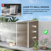 Outsunny 3' x 3' Lean-to Garden Storage Shed, Outdoor Galvanized Steel Tool House with Lockable Door for Patio, Backyard Lawn, Brown and White