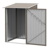 Outsunny 3' x 3' Lean-to Garden Storage Shed, Outdoor Galvanized Steel Tool House with Lockable Door for Patio, Backyard Lawn, Brown and White