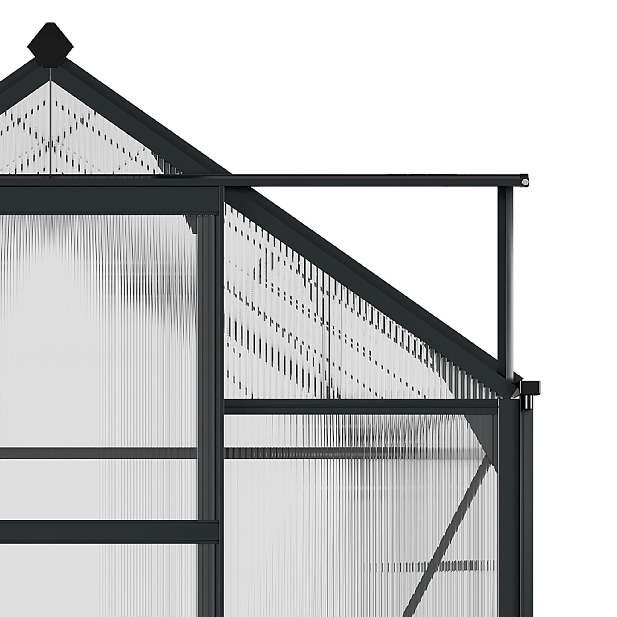 Outsunny 6' x 8' x 6.6' Polycarbonate Greenhouse, Walk-In Green House Kit Garden, Plants Grow, Galvanized Sheet Aluminum Frame with Rain Gutter, Vent and Sliding Door, Grey