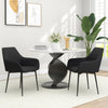HOMCOM Dining Chairs Set of 2, Upholstered Kitchen Chairs, Linen Fabric Accent Arm Chairs with Metal Legs, Black