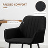 HOMCOM Dining Chairs Set of 2, Upholstered Kitchen Chairs, Linen Fabric Accent Arm Chairs with Metal Legs, Black