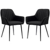 HOMCOM Dining Chairs Set of 2, Upholstered Kitchen Chairs, Linen Fabric Accent Arm Chairs with Metal Legs, Black