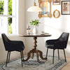 HOMCOM Dining Chairs Set of 2, Upholstered Kitchen Chairs, Linen Fabric Accent Arm Chairs with Metal Legs, Black