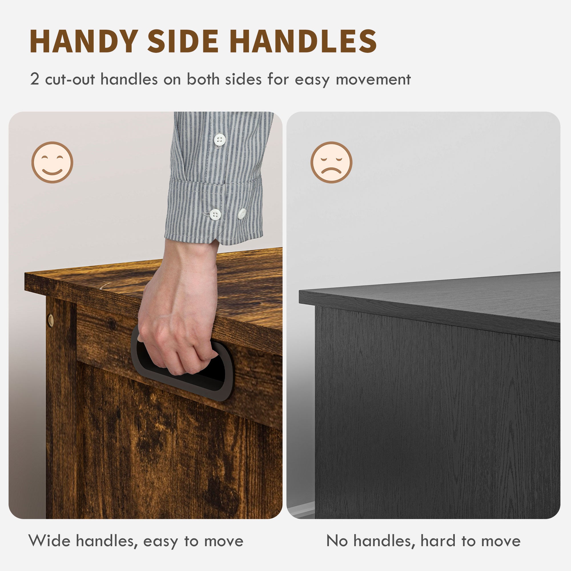 HOMCOM Storage Chest, Modern Storage Trunk with 2 Safety Hinges and Cut-out Handles, Storage Bench for Living Room, Shoe Bench for Entryway, 39.4" x 15.7" x 18.9", Rustic Brown