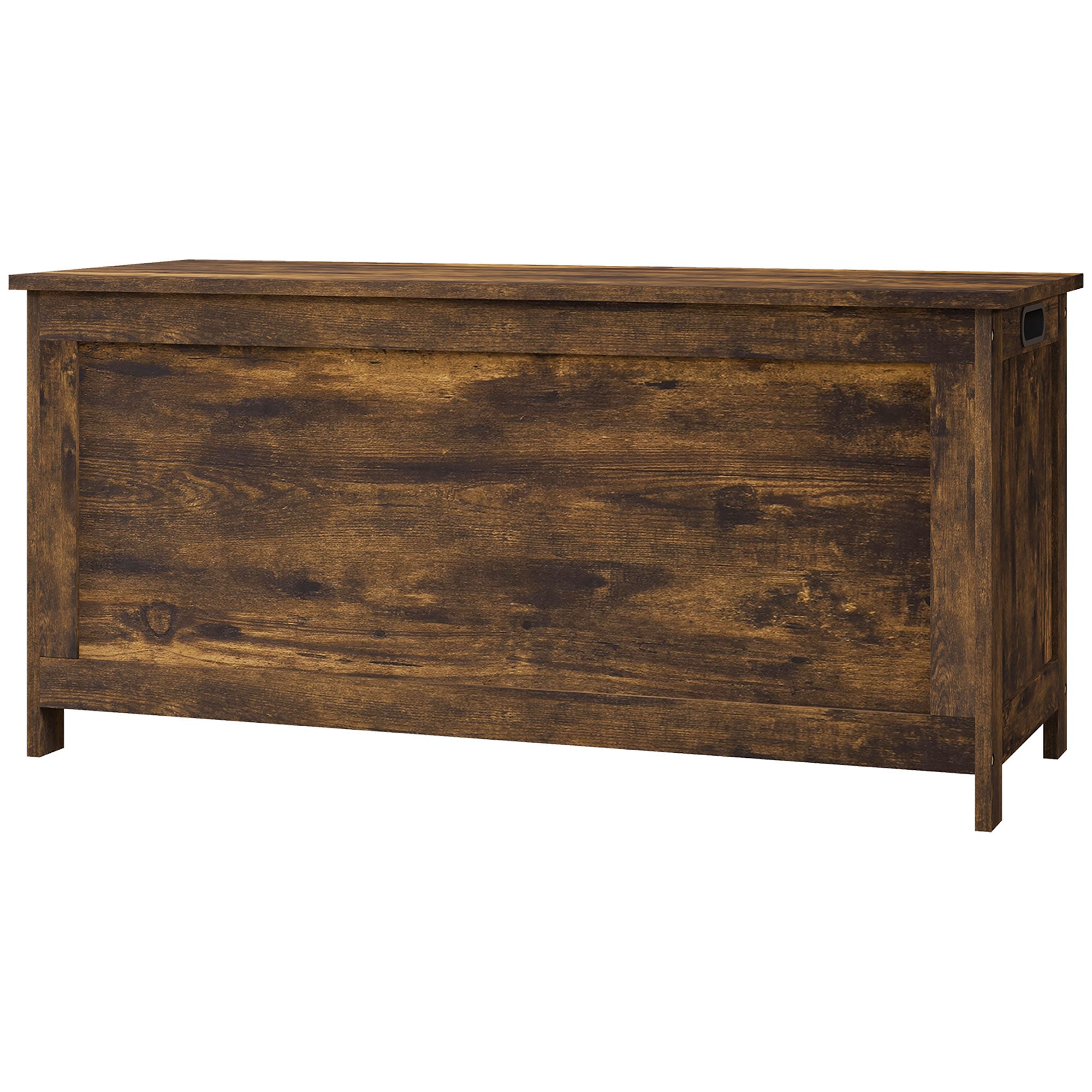 HOMCOM Storage Chest, Modern Storage Trunk with 2 Safety Hinges and Cut-out Handles, Storage Bench for Living Room, Shoe Bench for Entryway, 39.4" x 15.7" x 18.9", Rustic Brown