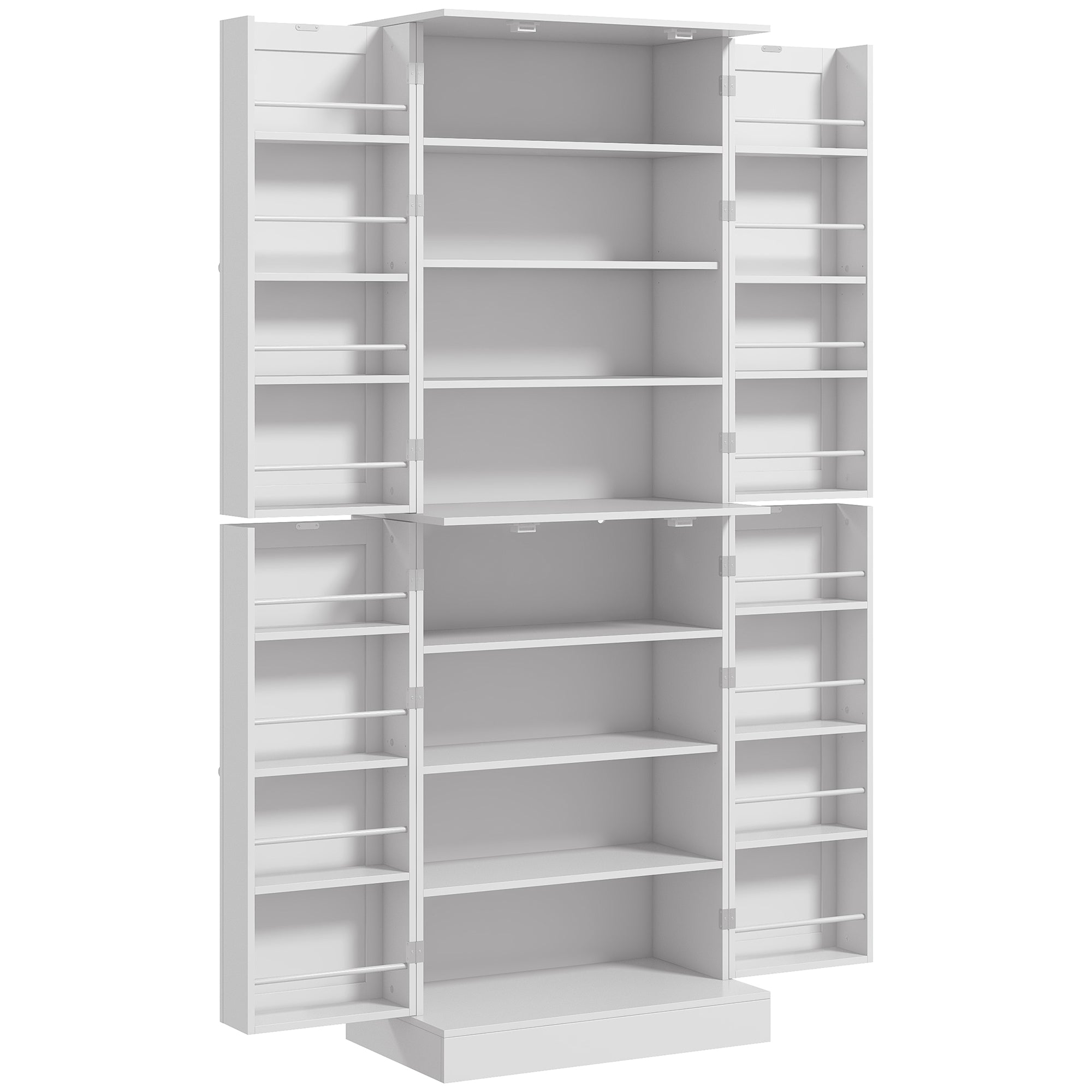 HOMCOM 65" Kitchen Pantry Cabinet, Modern Storage Cabinet with Doors and Shelves, Freestanding Cupboard for Dining Room, White