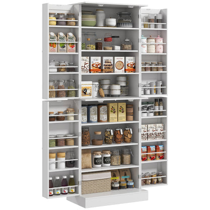 HOMCOM 65" Kitchen Pantry Cabinet, Modern Storage Cabinet with Doors and Shelves, Freestanding Cupboard for Dining Room, White