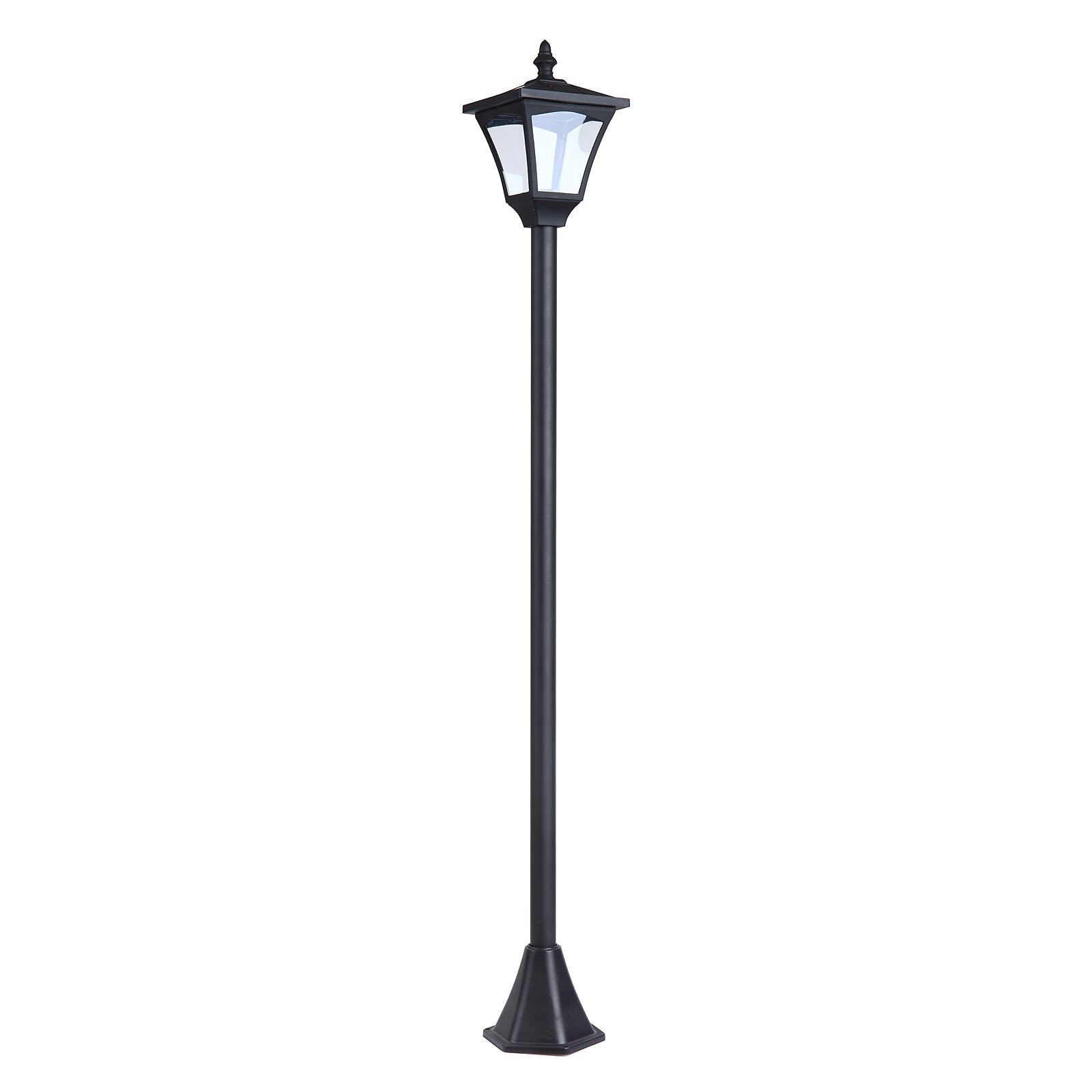 Outsunny Single Solar Lamp Post Garden Solar-Powered LED Streetlight Style Outdoor Light Waterproof 5-6 Hours with Base for Lawn Pathway Walkway 47"H