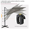Outsunny 8' x 8' Square Patio Hanging Offset Umbrella with 360° Rotation, Aluminum Outdoor Cantilever Parasol with Crank & Tilt, Sun Canopy Shelter with Cross Base, Light Grey