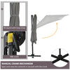Outsunny 8' x 8' Square Patio Hanging Offset Umbrella with 360° Rotation, Aluminum Outdoor Cantilever Parasol with Crank & Tilt, Sun Canopy Shelter with Cross Base, Light Grey