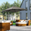 Outsunny 8' x 8' Square Patio Hanging Offset Umbrella with 360° Rotation, Aluminum Outdoor Cantilever Parasol with Crank & Tilt, Sun Canopy Shelter with Cross Base, Light Grey