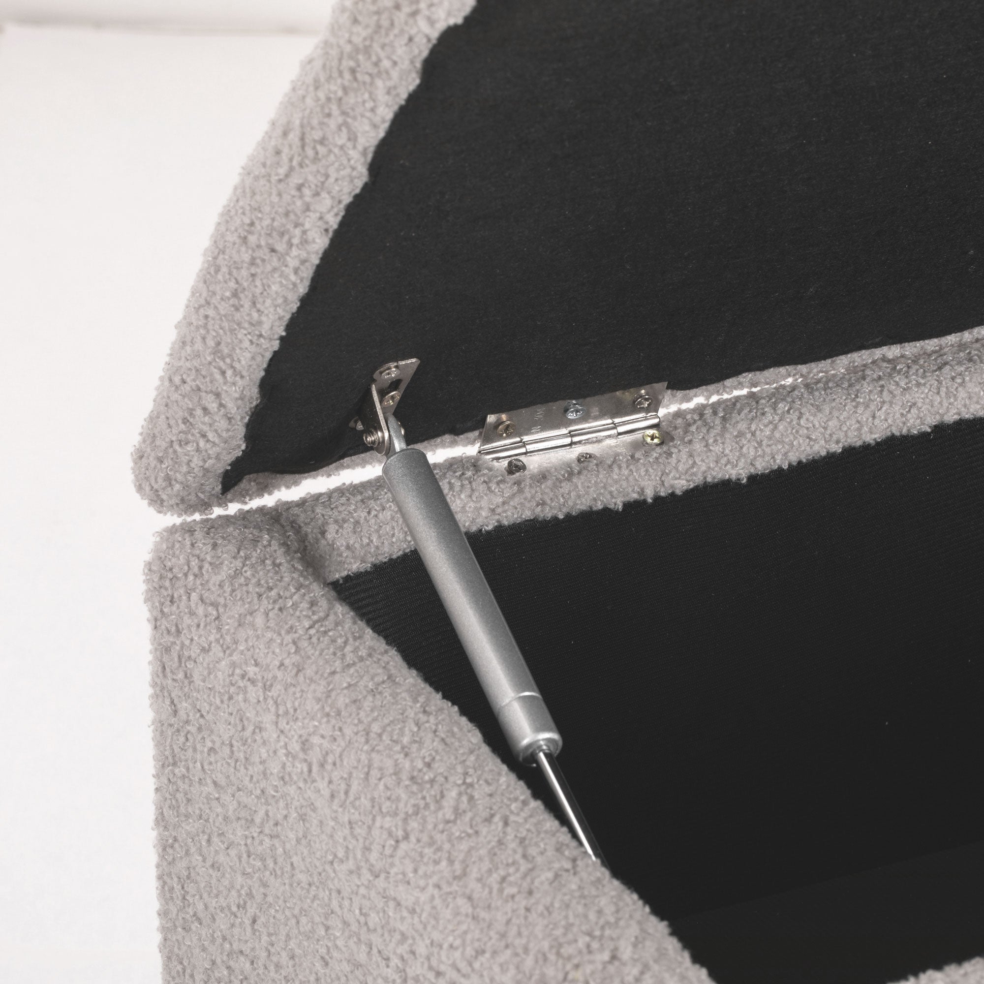 HOMCOM 37 Inch Modern Ottoman with Storage and Wooden Legs, Storage Ottoman with Teddy Velvet Upholstery, for Living Room, Bedroom, Grey