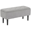 HOMCOM 37 Inch Modern Ottoman with Storage and Wooden Legs, Storage Ottoman with Teddy Velvet Upholstery, for Living Room, Bedroom, Grey