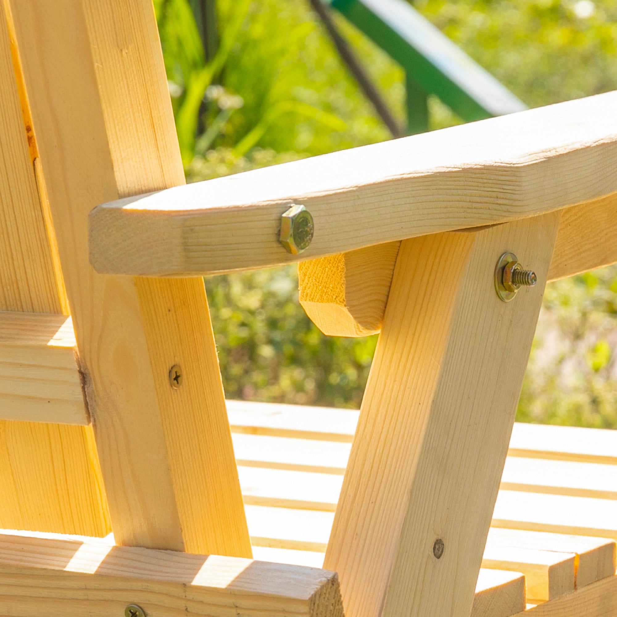 Outsunny 2-Seater Outdoor Wooden Bench with Middle Table and Umbrella Hole, Garden Bench for 2 Persons, Patio Loveseat with Slatted Seat and Back, Nature Wood