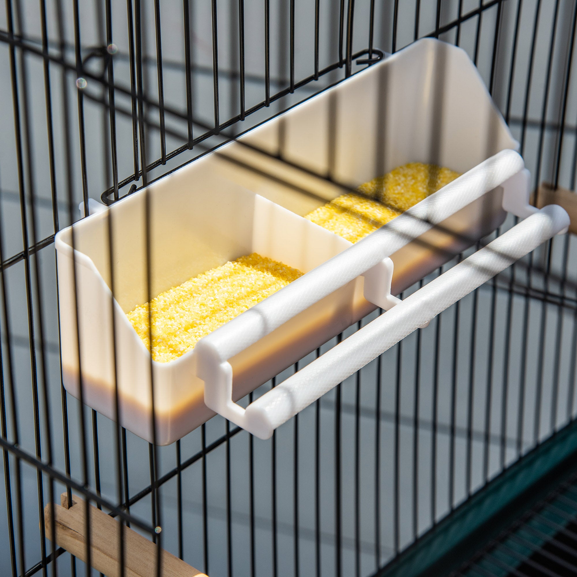 PawHut 55.1" 2 In 1 Bird Cage Aviary Parakeet House for finches, budgies with Wheels, Slide-out Trays, Wood Perch, Food Containers, Green