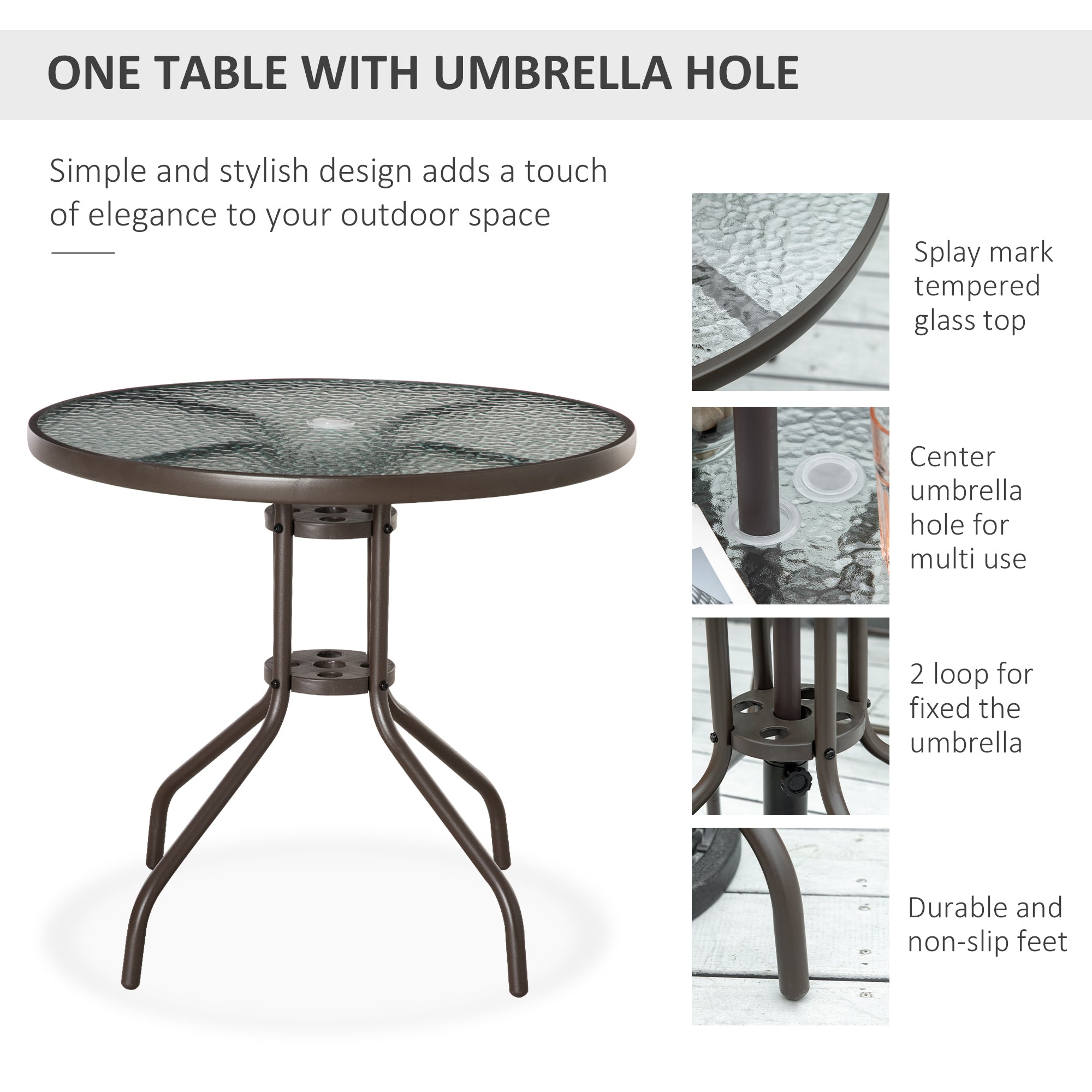 Outsunny 6 Pieces Patio Dining Set with Umbrella, Outdoor Furniture Set with Round Table and 4 Folding Chairs for Garden, Lawn, Deck, Grey