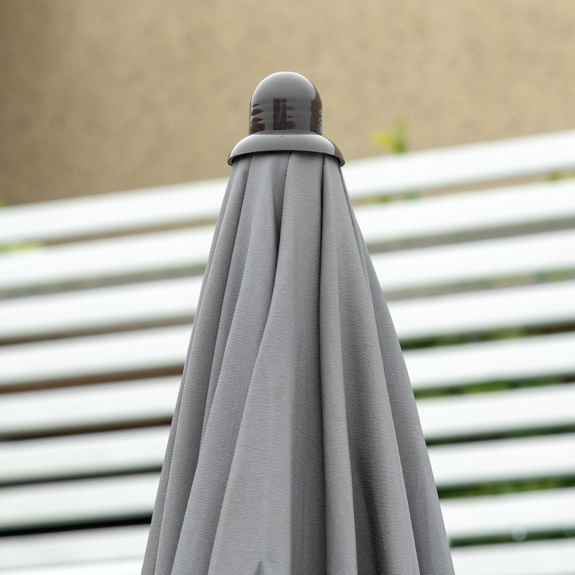 Outsunny 6 Pieces Patio Dining Set with Umbrella, Outdoor Furniture Set with Round Table and 4 Folding Chairs for Garden, Lawn, Deck, Grey