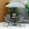 Outsunny 6 Pieces Patio Dining Set with Umbrella, Outdoor Furniture Set with Round Table and 4 Folding Chairs for Garden, Lawn, Deck, Grey