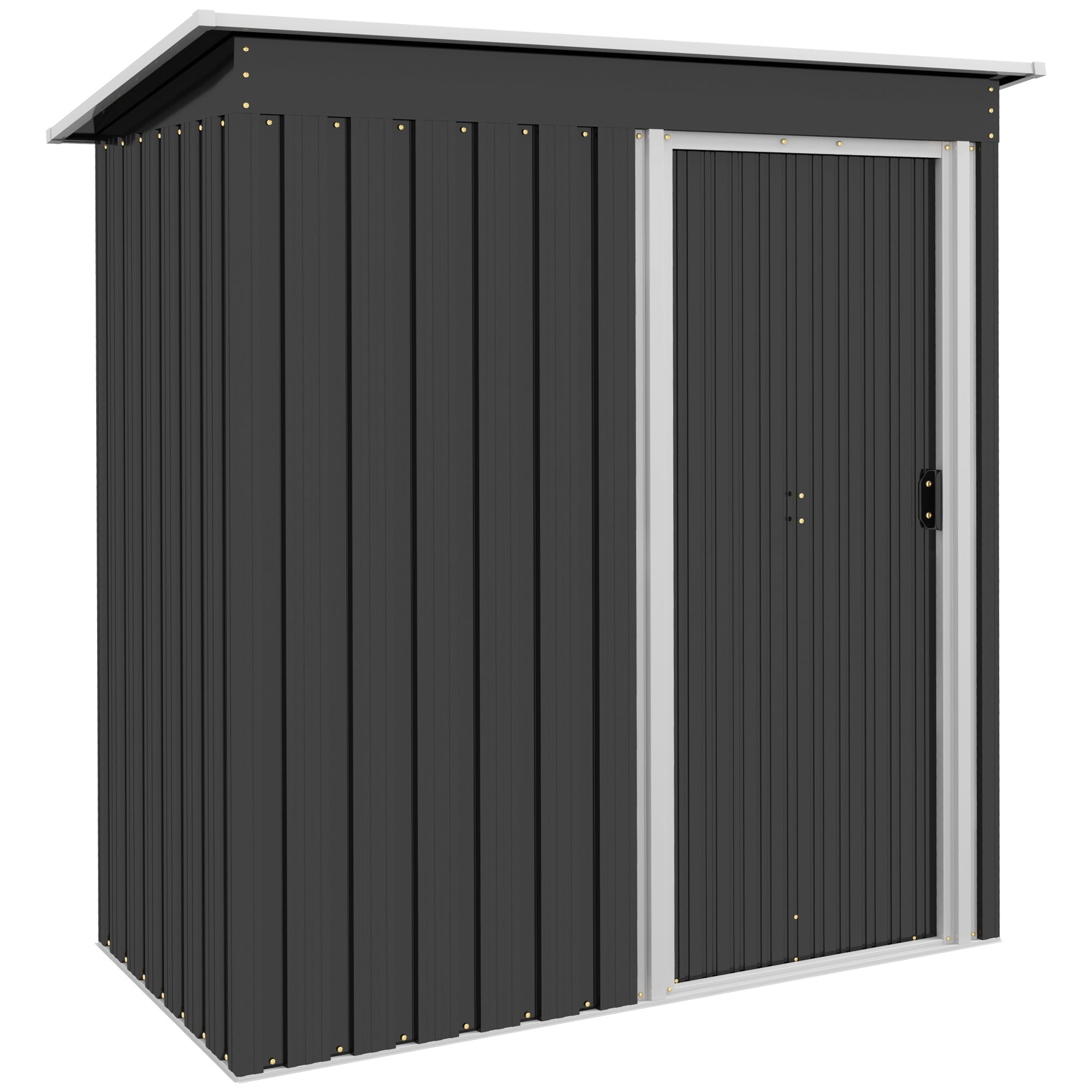 Outsunny 5 x 3 FT Outdoor Storage Shed with Sliding Door and Sloped Roof, Steel Frame Garden Shed Tool Equipment, Black