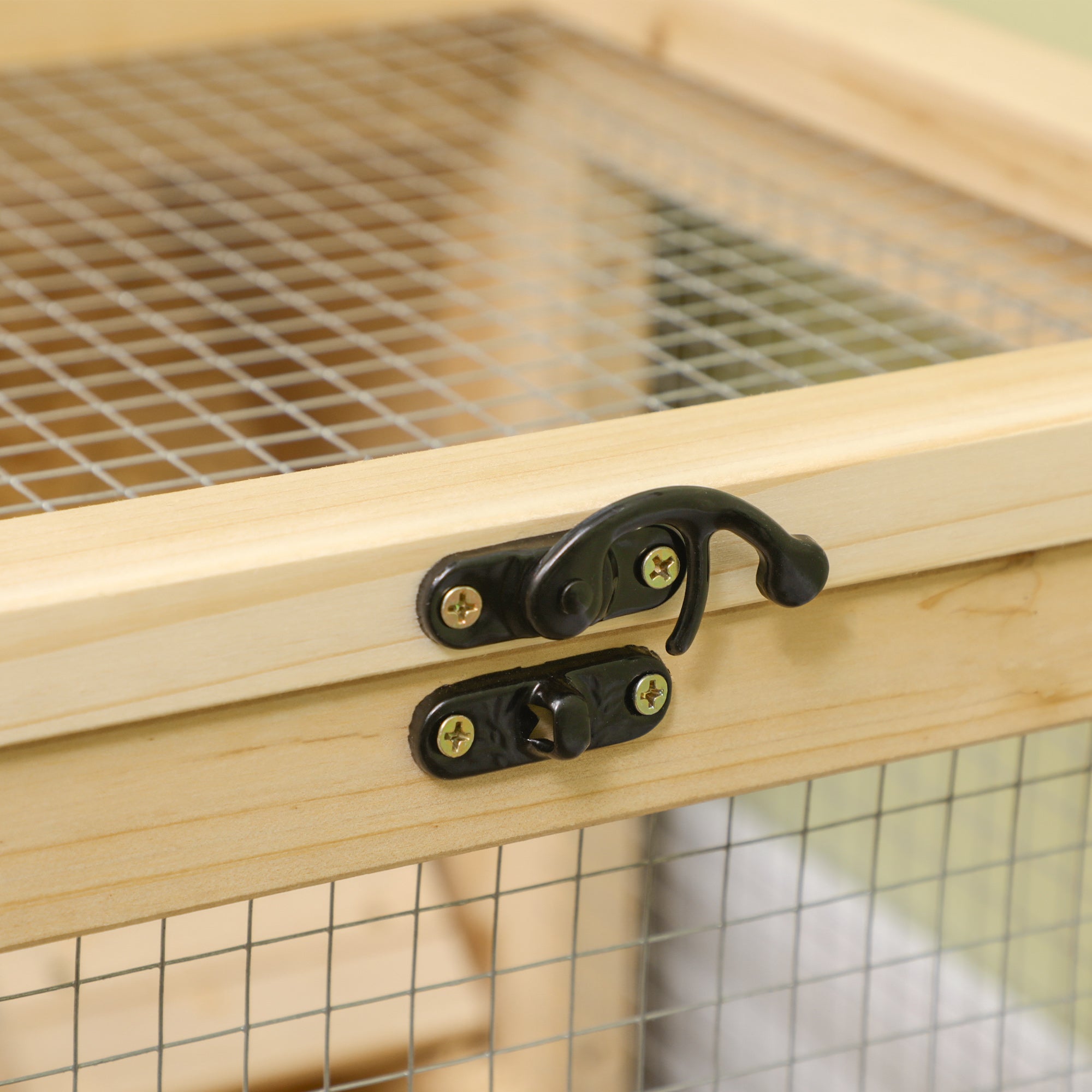 PawHut Wooden Hamster Cage, Mice Rodent Small Animals Kit Hutch, 2 Tiers Exercise Play House, with Sliding Tray, Ladder, Seesaw, Running Wheel, Openable Roofs, 31
