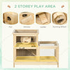 PawHut Wooden Hamster Cage, Mice Rodent Small Animals Kit Hutch, 2 Tiers Exercise Play House, with Sliding Tray, Ladder, Seesaw, Running Wheel, Openable Roofs, 31" x 16" x 23.5", Natural Wood