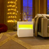 HOMCOM Nightstand with LED Lights, Bedside Table with Storage Drawer, Open Shelf and Remote, Side Table for Bedroom, White