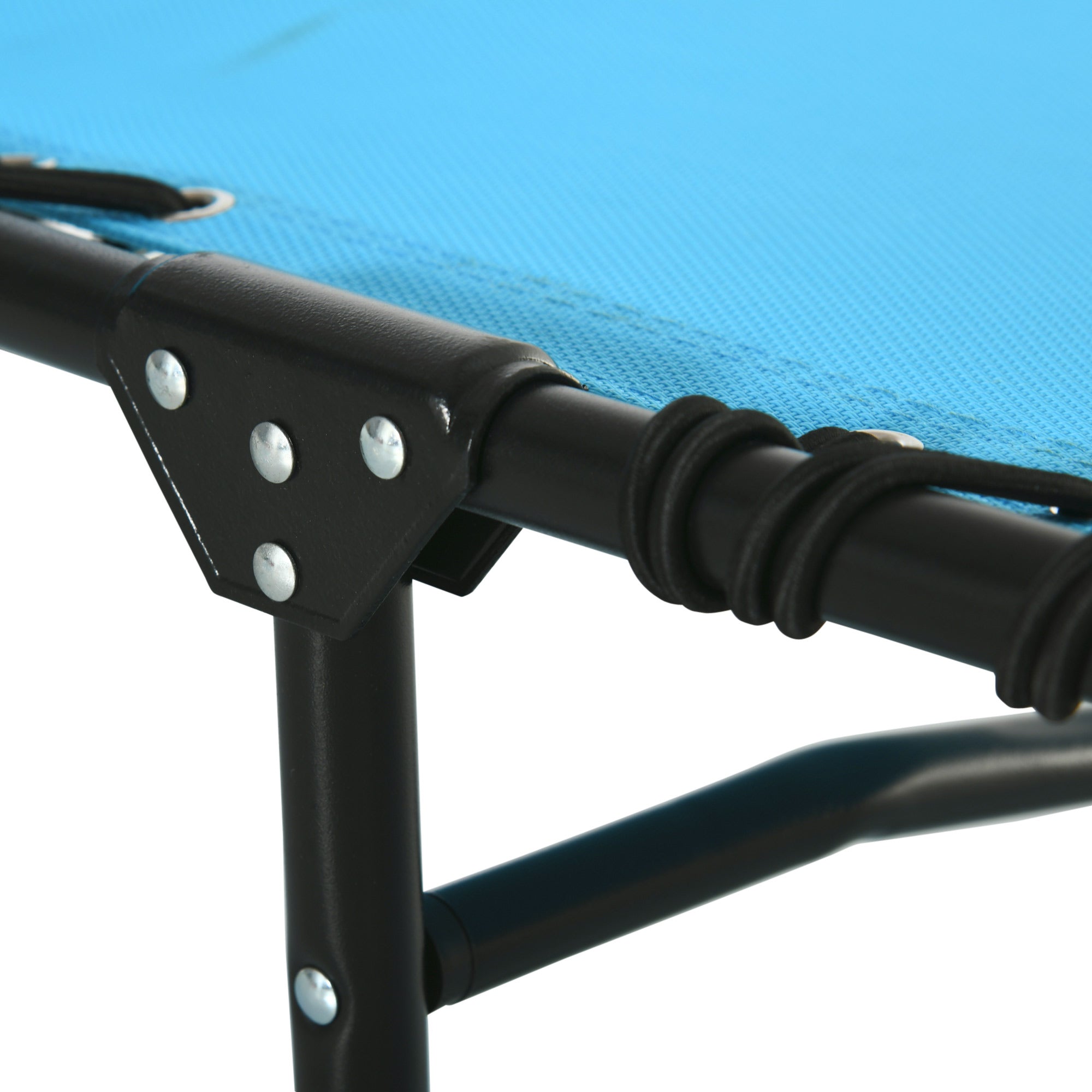 Outsunny Outdoor Folding Lounge Chair, 4-Level Adjustable Chaise Lounge with Headrest, Tanning Chair Beach Bed, Reclining Lounger Cot for Camping, Hiking, Backyard, Sky Blue