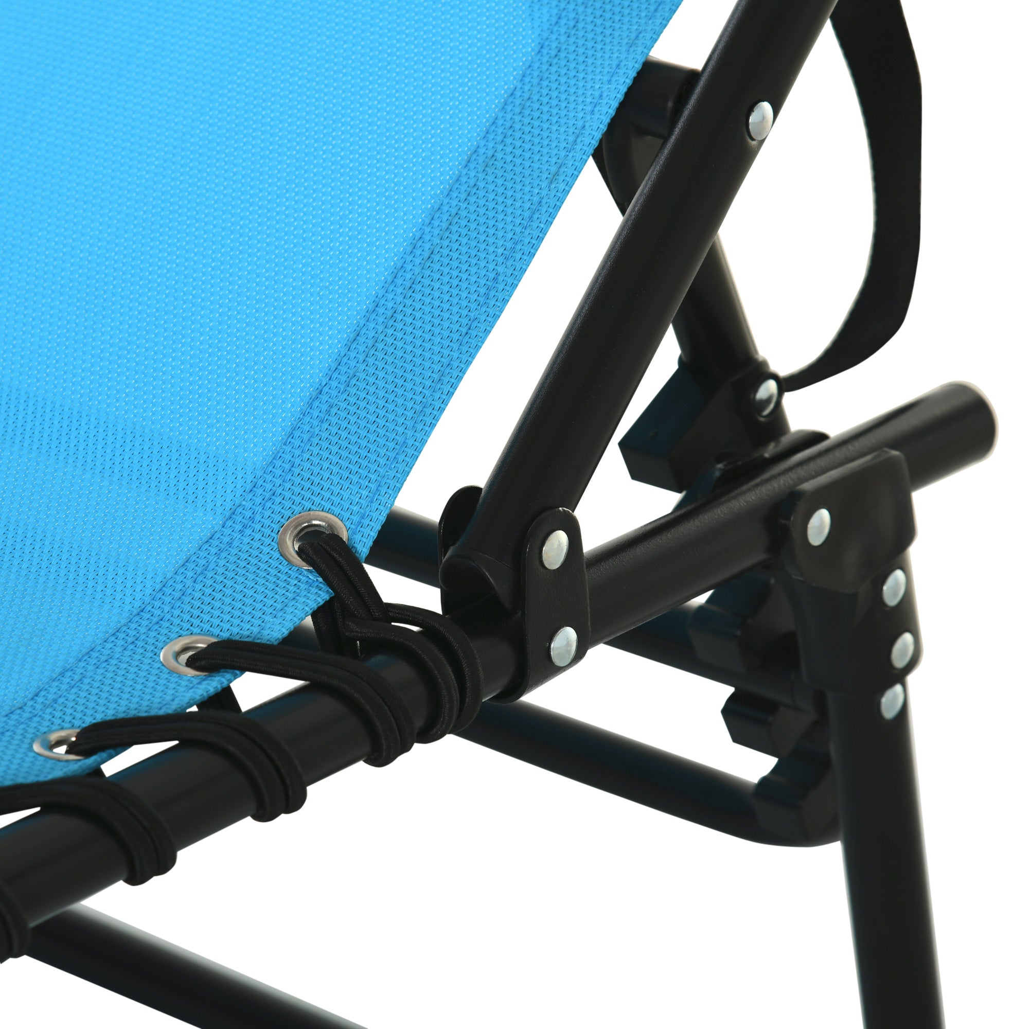 Outsunny Outdoor Folding Lounge Chair, 4-Level Adjustable Chaise Lounge with Headrest, Tanning Chair Beach Bed, Reclining Lounger Cot for Camping, Hiking, Backyard, Sky Blue