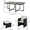 Outsunny 11 Pieces Wicker Patio Dining Set, Space-saving Outdoor Furniture Set with Removable Cushions, Glass Top Dining Table, 6 Armchairs, 4 Ottomans, PE Rattan Conversation Set