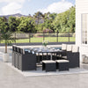 Outsunny 11 Pieces Wicker Patio Dining Set, Space-saving Outdoor Furniture Set with Removable Cushions, Glass Top Dining Table, 6 Armchairs, 4 Ottomans, PE Rattan Conversation Set