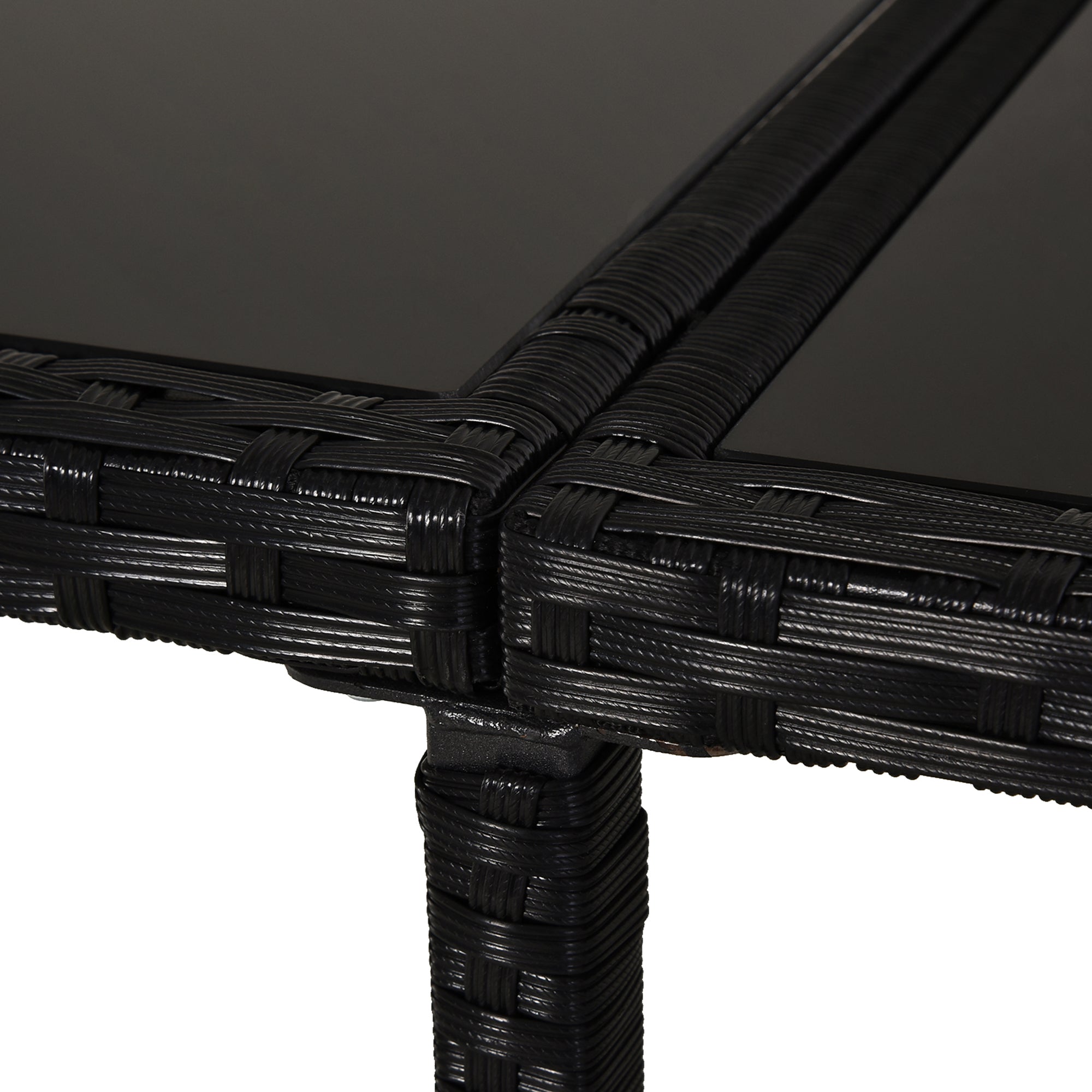 Outsunny 11 Pieces Wicker Patio Dining Set, Space-saving Outdoor Furniture Set with Removable Cushions, Glass Top Dining Table, 6 Armchairs, 4 Ottomans, PE Rattan Conversation Set